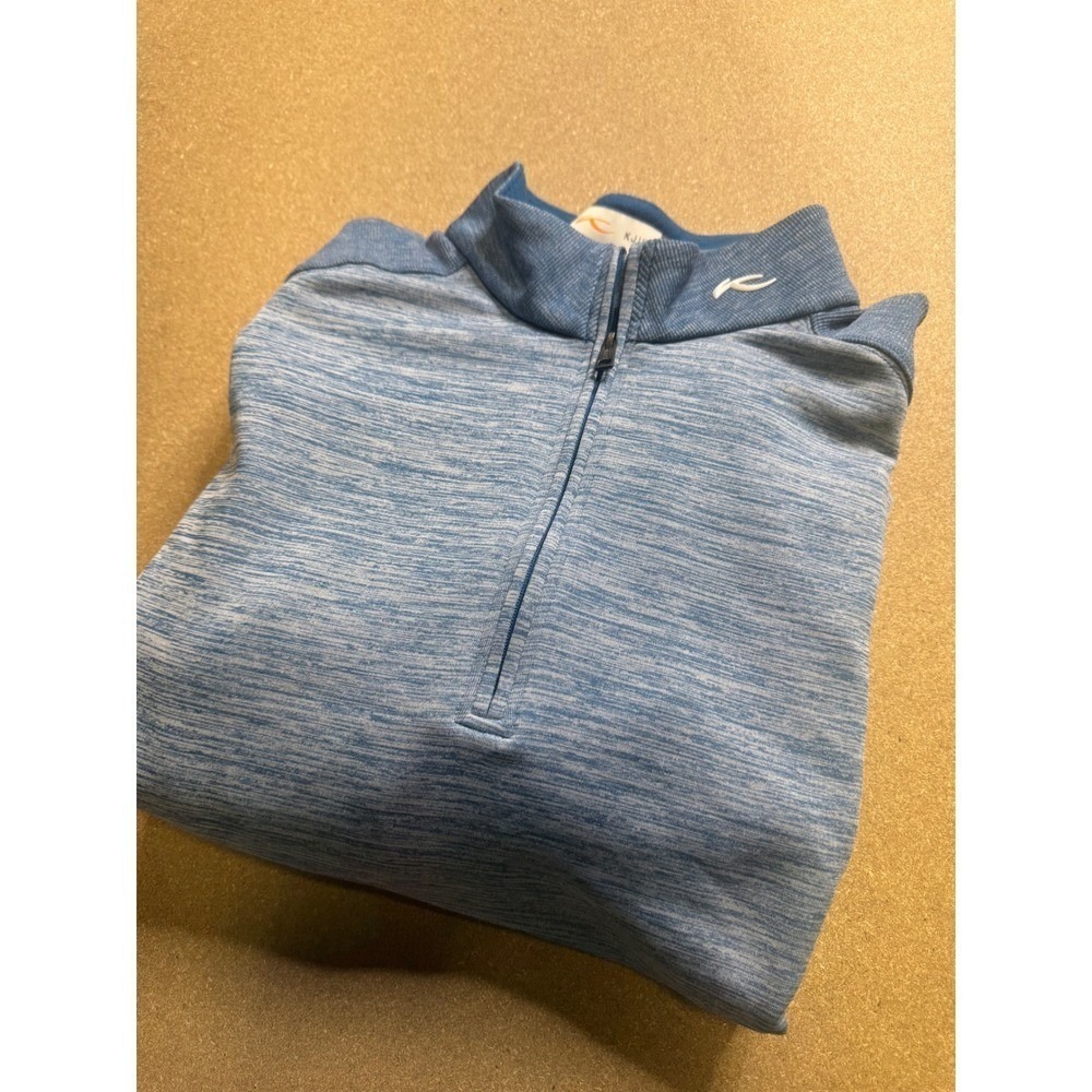 KJUS Mens LLIam Techwool Half Zip Pullover Sweater Blue Melange Size 50M $89